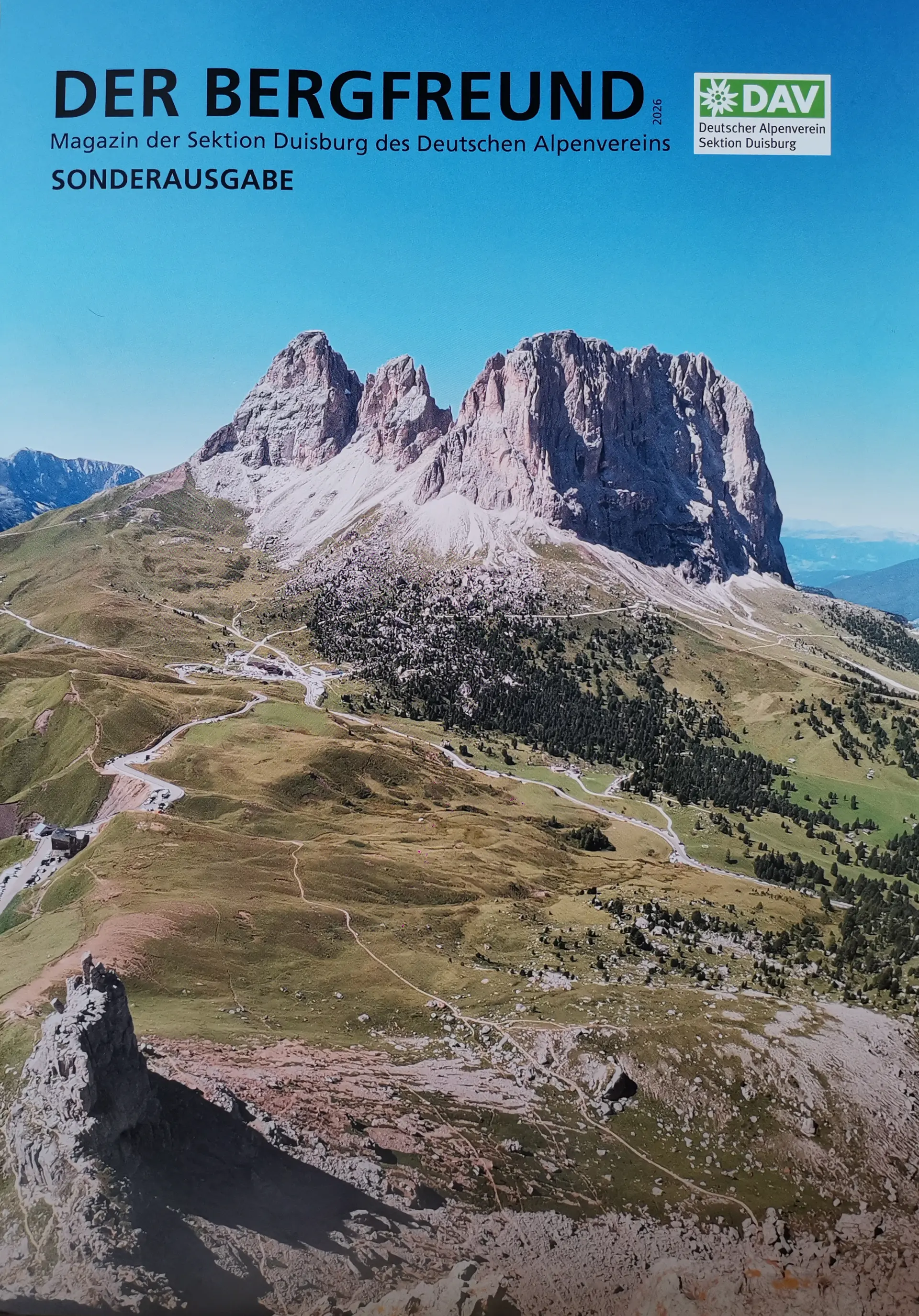 Blick vom Ersten Sellaturm auf das Langkofelmassiv. Grohmannspitze, Fünffingerspitze und Langkofel  | © Oliver Knorre