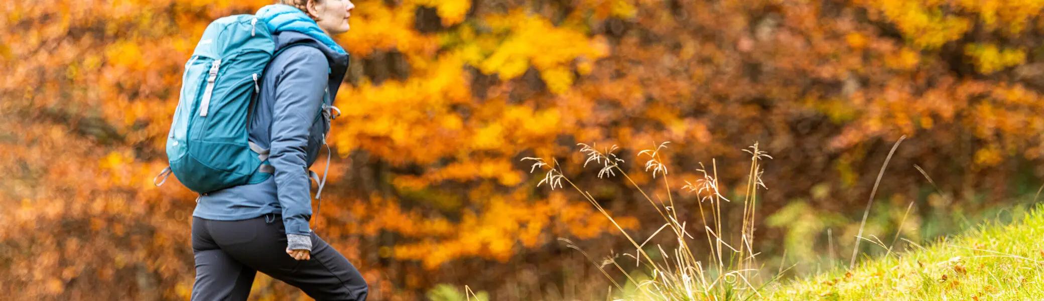 Wandern im Herbst: Eine Frau genießt die herbstliche Stimmung in den Bergen. Das Laub ist bereits bunt verfärbt | © DAV / Franz Günther